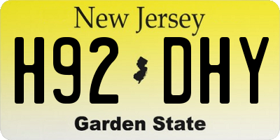 NJ license plate H92DHY
