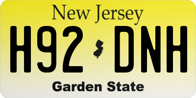 NJ license plate H92DNH