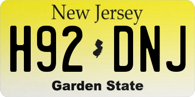 NJ license plate H92DNJ