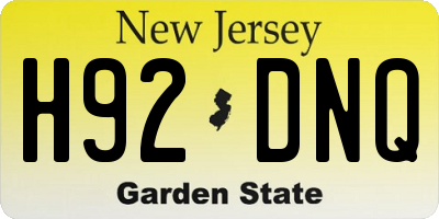 NJ license plate H92DNQ