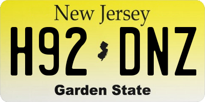 NJ license plate H92DNZ