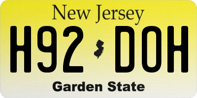 NJ license plate H92DOH