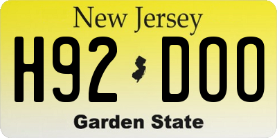 NJ license plate H92DOO