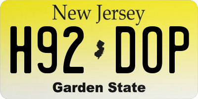 NJ license plate H92DOP