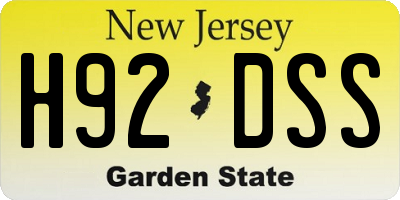NJ license plate H92DSS