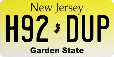 NJ license plate H92DUP
