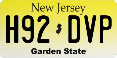 NJ license plate H92DVP