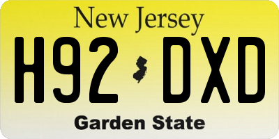 NJ license plate H92DXD
