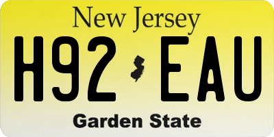 NJ license plate H92EAU