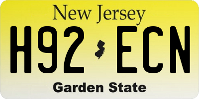NJ license plate H92ECN