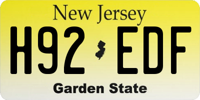 NJ license plate H92EDF