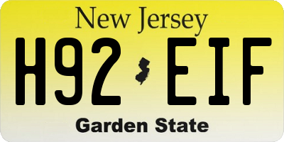 NJ license plate H92EIF