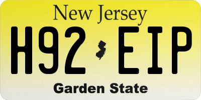 NJ license plate H92EIP