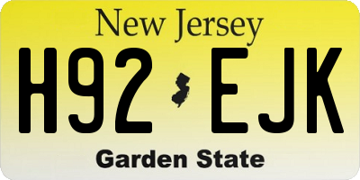 NJ license plate H92EJK