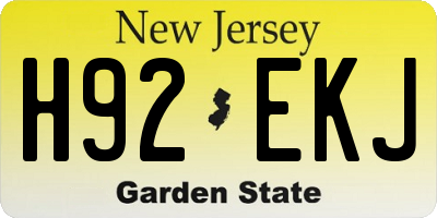 NJ license plate H92EKJ