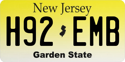 NJ license plate H92EMB