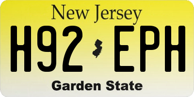 NJ license plate H92EPH