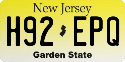 NJ license plate H92EPQ