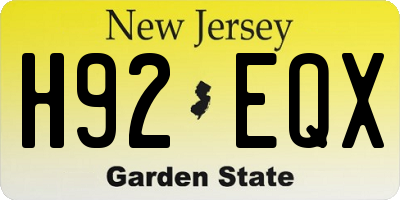 NJ license plate H92EQX