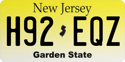 NJ license plate H92EQZ