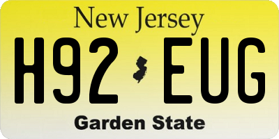 NJ license plate H92EUG