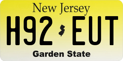 NJ license plate H92EUT