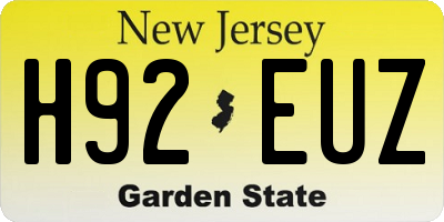 NJ license plate H92EUZ
