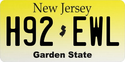 NJ license plate H92EWL