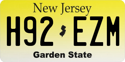 NJ license plate H92EZM