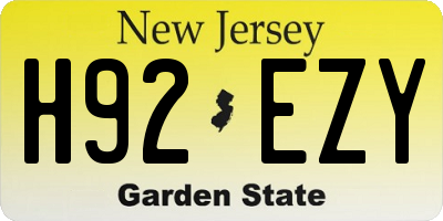 NJ license plate H92EZY