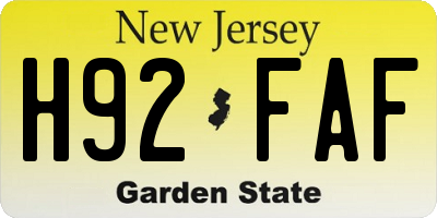 NJ license plate H92FAF