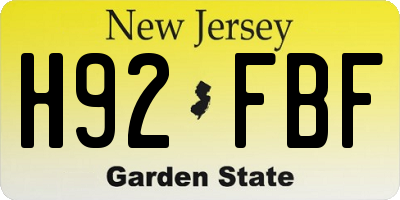 NJ license plate H92FBF