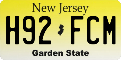 NJ license plate H92FCM