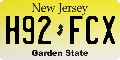 NJ license plate H92FCX
