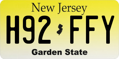 NJ license plate H92FFY