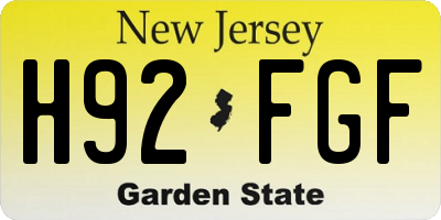 NJ license plate H92FGF