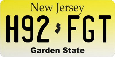 NJ license plate H92FGT