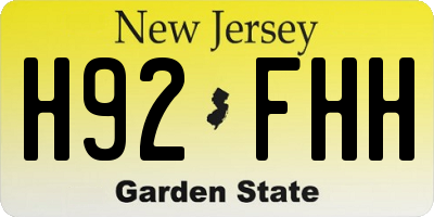 NJ license plate H92FHH
