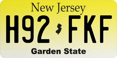 NJ license plate H92FKF