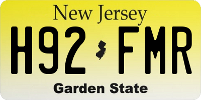 NJ license plate H92FMR