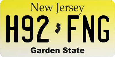 NJ license plate H92FNG