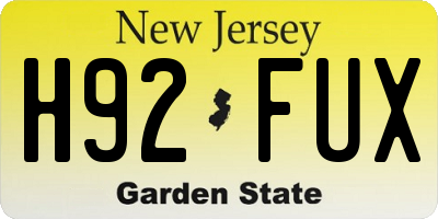 NJ license plate H92FUX