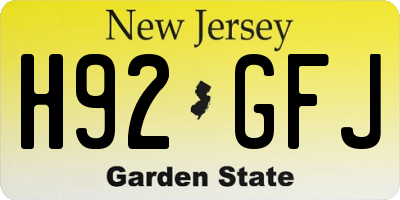 NJ license plate H92GFJ