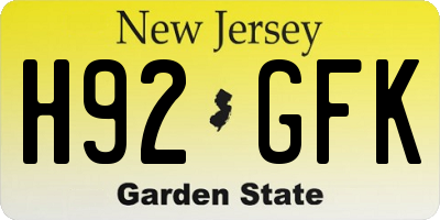 NJ license plate H92GFK