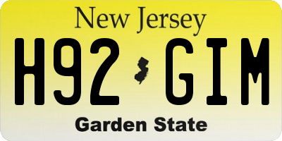 NJ license plate H92GIM