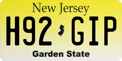 NJ license plate H92GIP