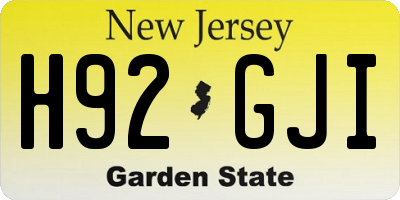 NJ license plate H92GJI