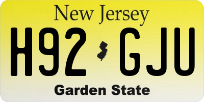 NJ license plate H92GJU