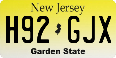 NJ license plate H92GJX