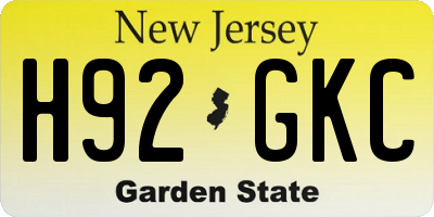 NJ license plate H92GKC